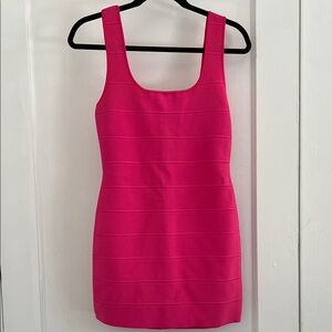 Herve Leger Vibrant Pink Bandage Mini Dress